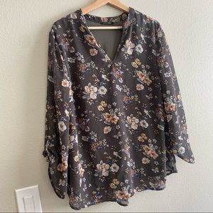 Paper Moon Blouse 2XL floral gray